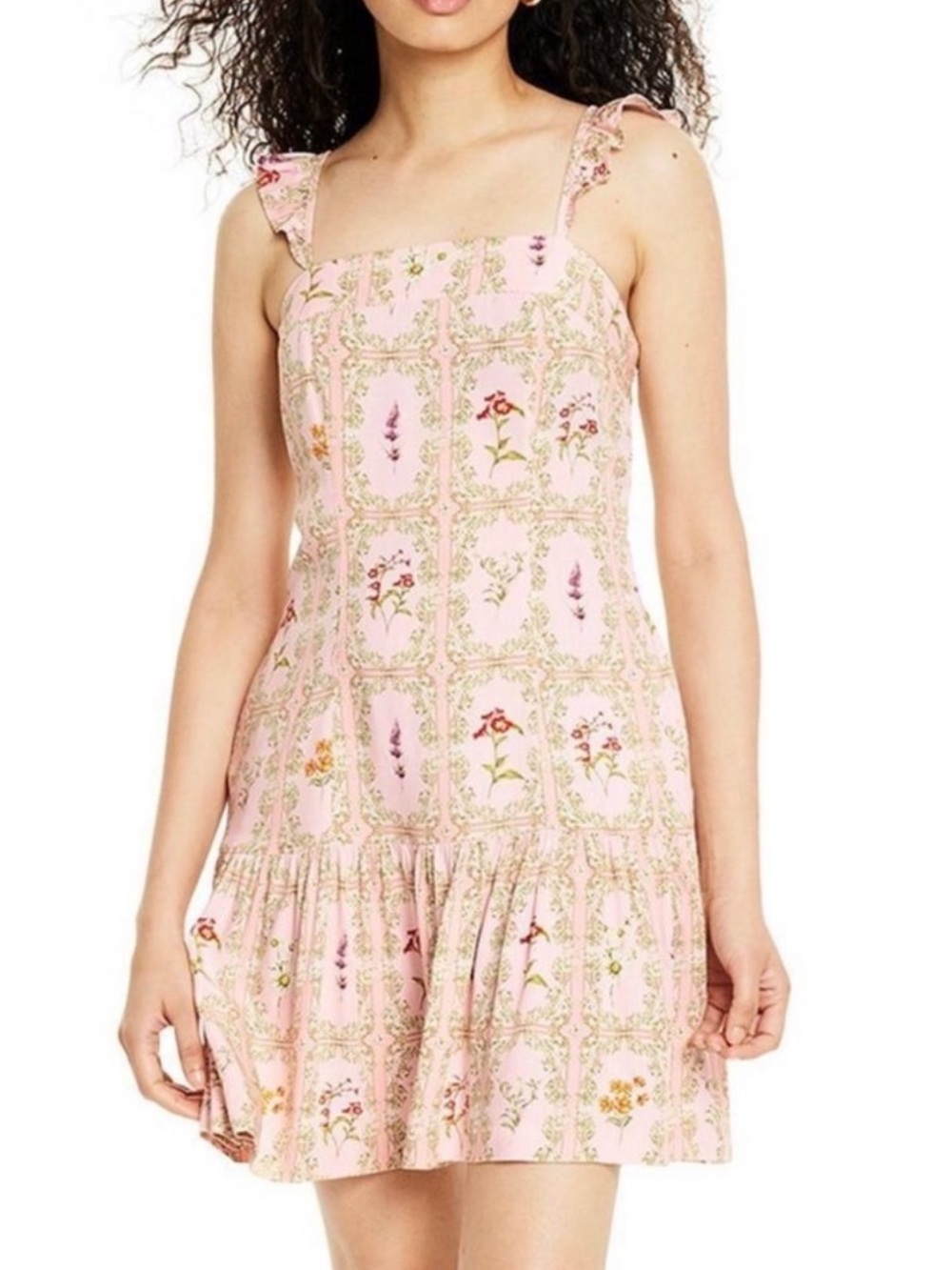 Pink Floral Square-Neck Sundress